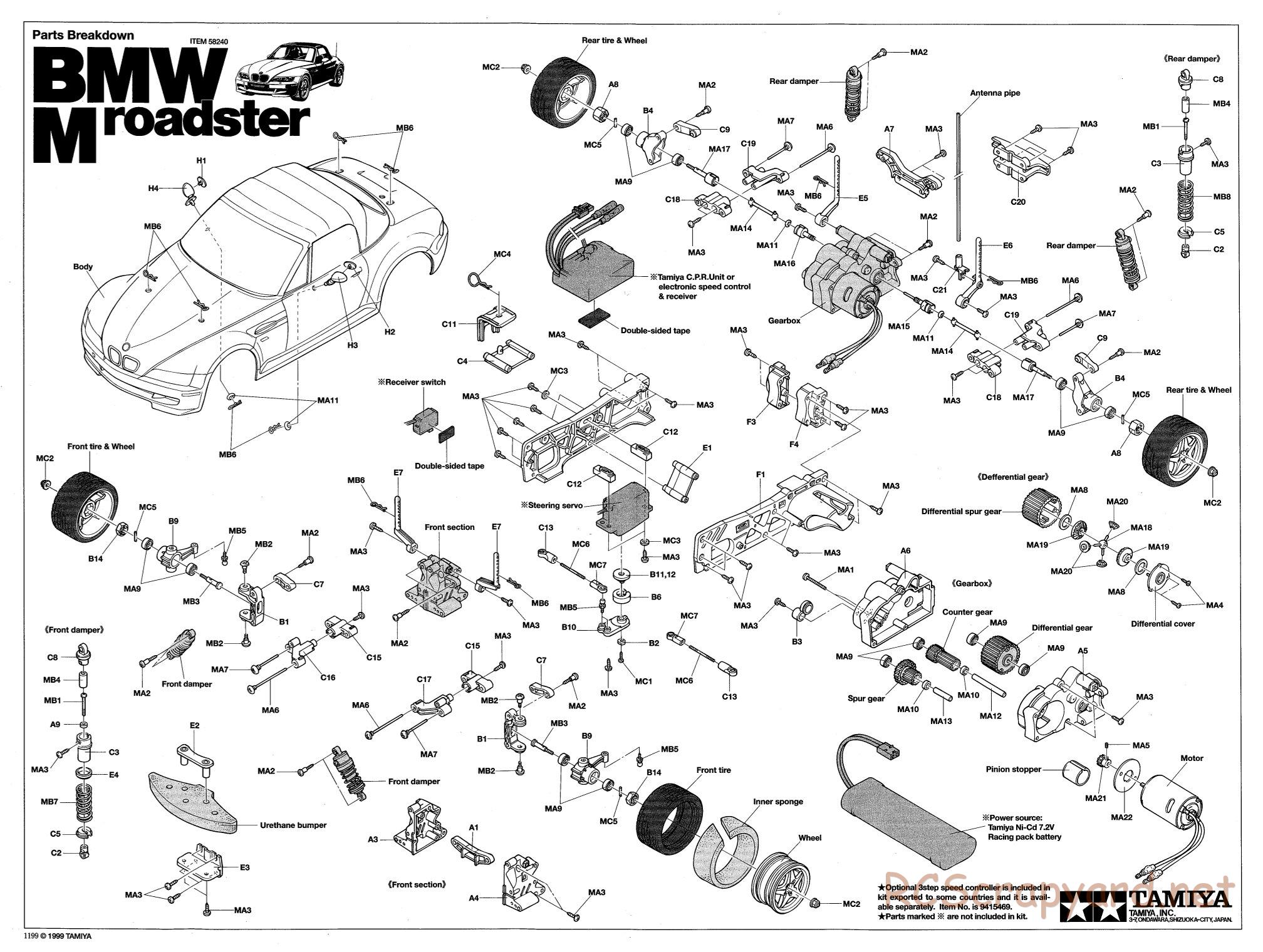 Tamiya - BMW M Roadster - M04L Chassis - Exploded View - Page 1