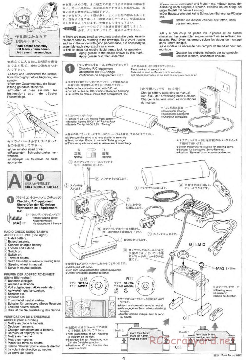 Tamiya - Ford Focus WRC - TL-01 Chassis - Manual - Page 4