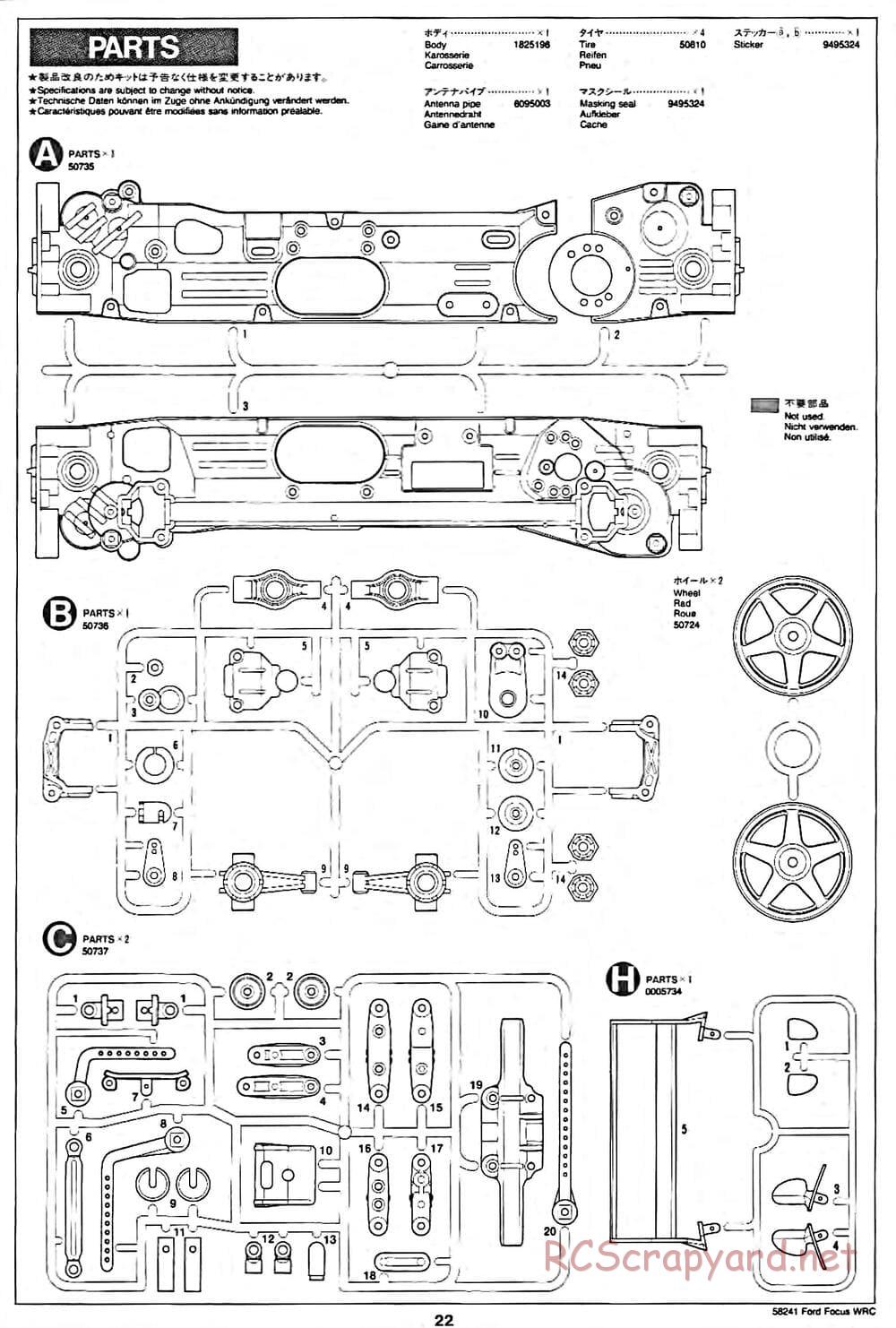 Tamiya - Ford Focus WRC - TL-01 Chassis - Manual - Page 22