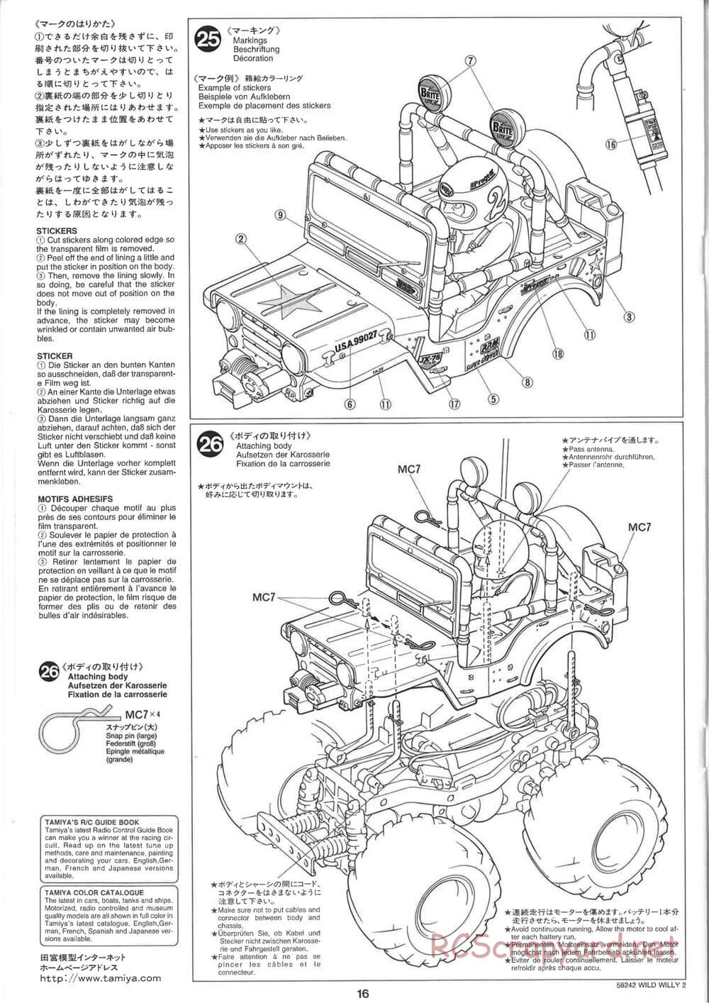 Tamiya - Wild Willy 2 - WR-02 Chassis - Manual - Page 16
