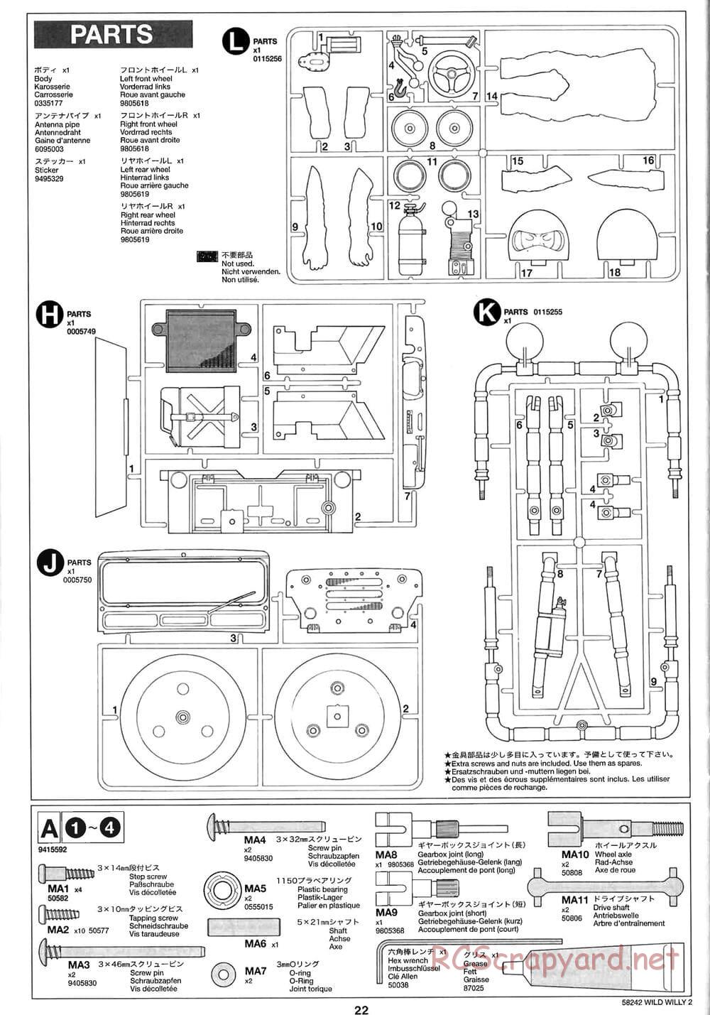 Tamiya - Wild Willy 2 - WR-02 Chassis - Manual - Page 22