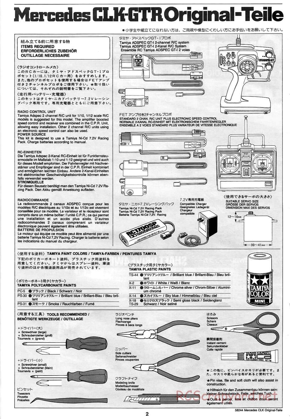 Tamiya - Mercedes CLK-GTR Original-Teile - TL-01 Chassis - Manual - Page 2