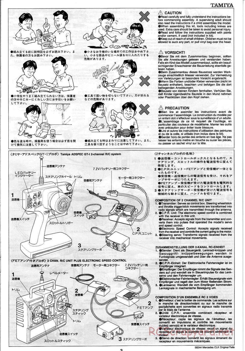 Tamiya - Mercedes CLK-GTR Original-Teile - TL-01 Chassis - Manual - Page 3