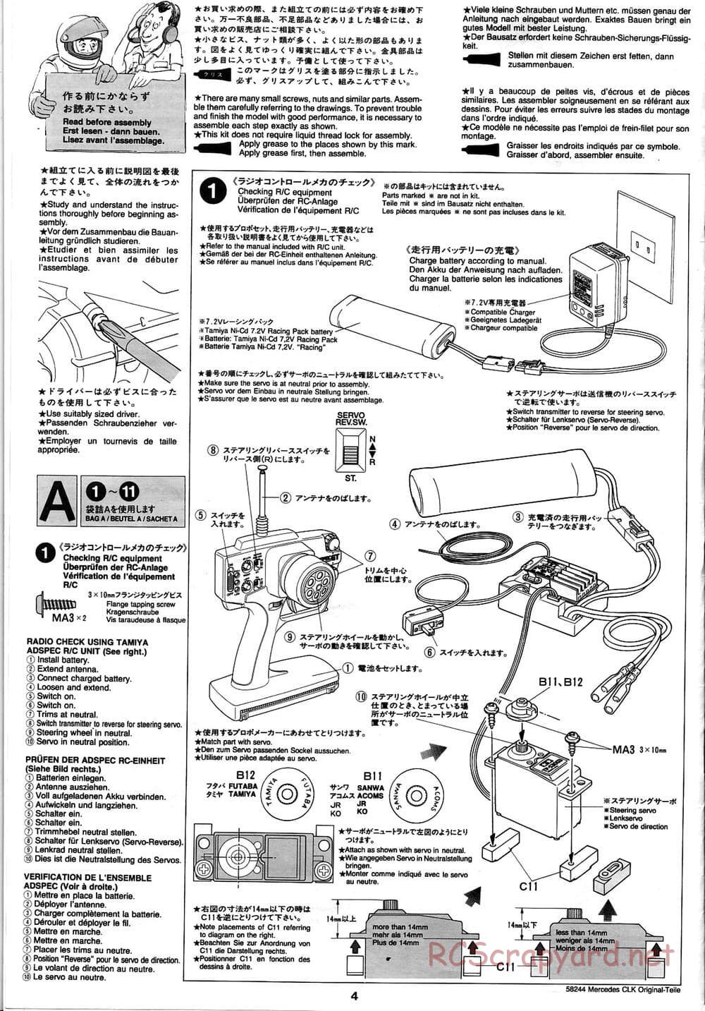 Tamiya - Mercedes CLK-GTR Original-Teile - TL-01 Chassis - Manual - Page 4