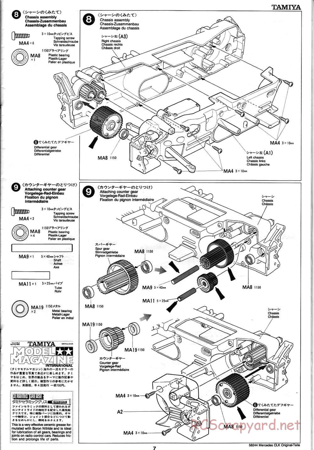 Tamiya - Mercedes CLK-GTR Original-Teile - TL-01 Chassis - Manual - Page 7