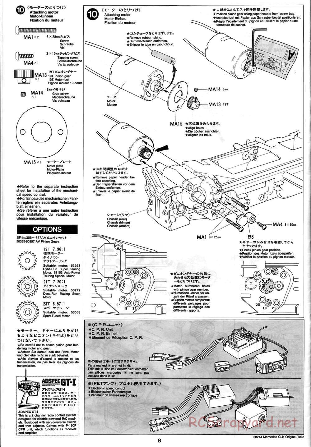 Tamiya - Mercedes CLK-GTR Original-Teile - TL-01 Chassis - Manual - Page 8