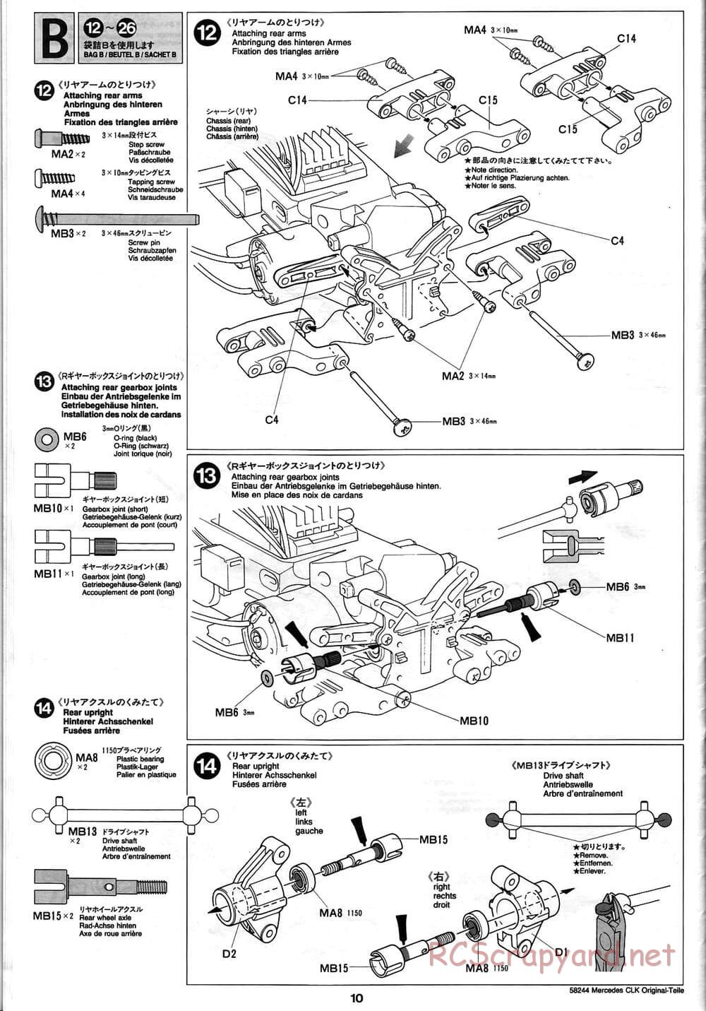 Tamiya - Mercedes CLK-GTR Original-Teile - TL-01 Chassis - Manual - Page 10