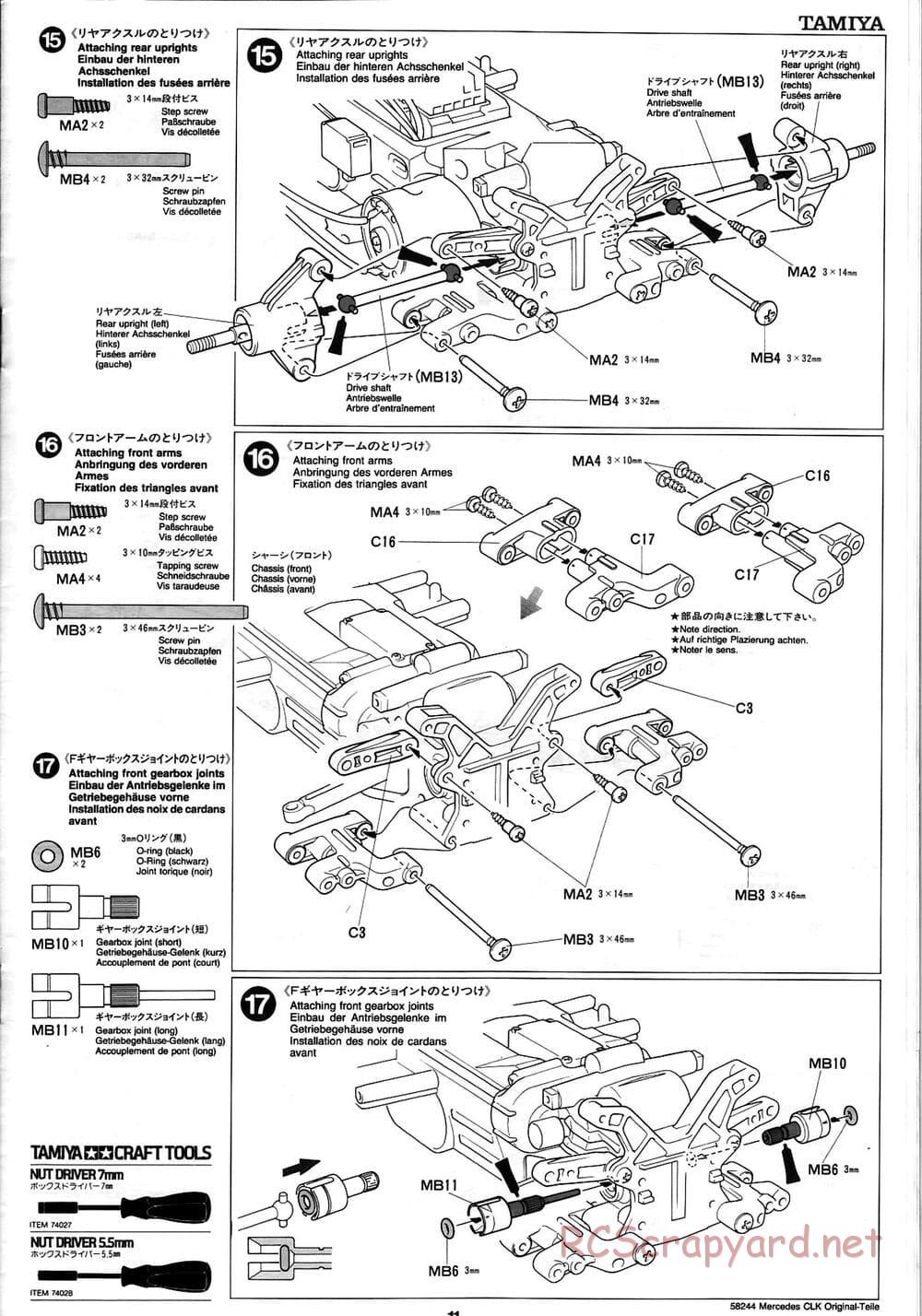 Tamiya - Mercedes CLK-GTR Original-Teile - TL-01 Chassis - Manual - Page 11