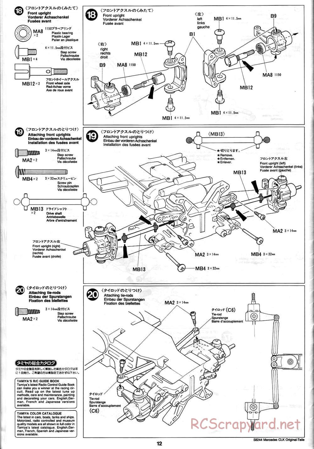 Tamiya - Mercedes CLK-GTR Original-Teile - TL-01 Chassis - Manual - Page 12