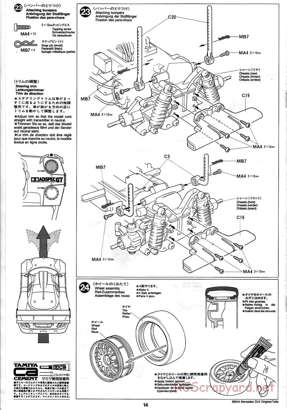 Tamiya - Mercedes CLK-GTR Original-Teile - TL-01 Chassis - Manual - Page 14