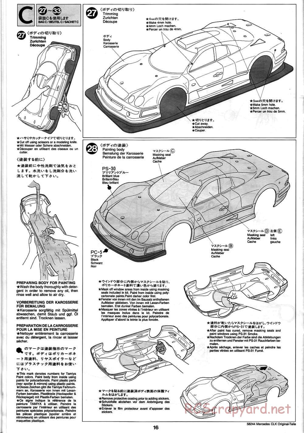 Tamiya - Mercedes CLK-GTR Original-Teile - TL-01 Chassis - Manual - Page 16