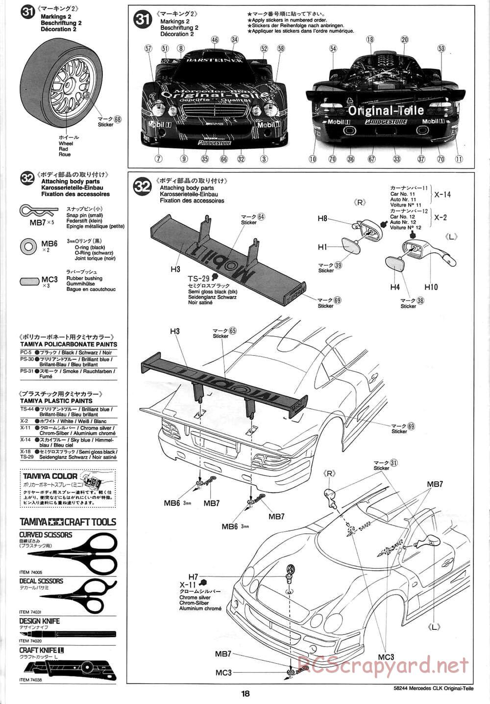 Tamiya - Mercedes CLK-GTR Original-Teile - TL-01 Chassis - Manual - Page 18
