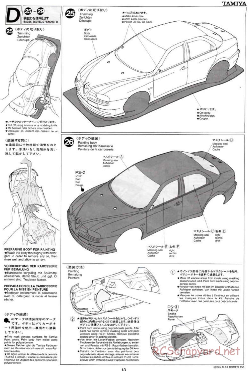 Tamiya - Alfa Romeo 156 Racing - FF-02 Chassis - Manual - Page 13