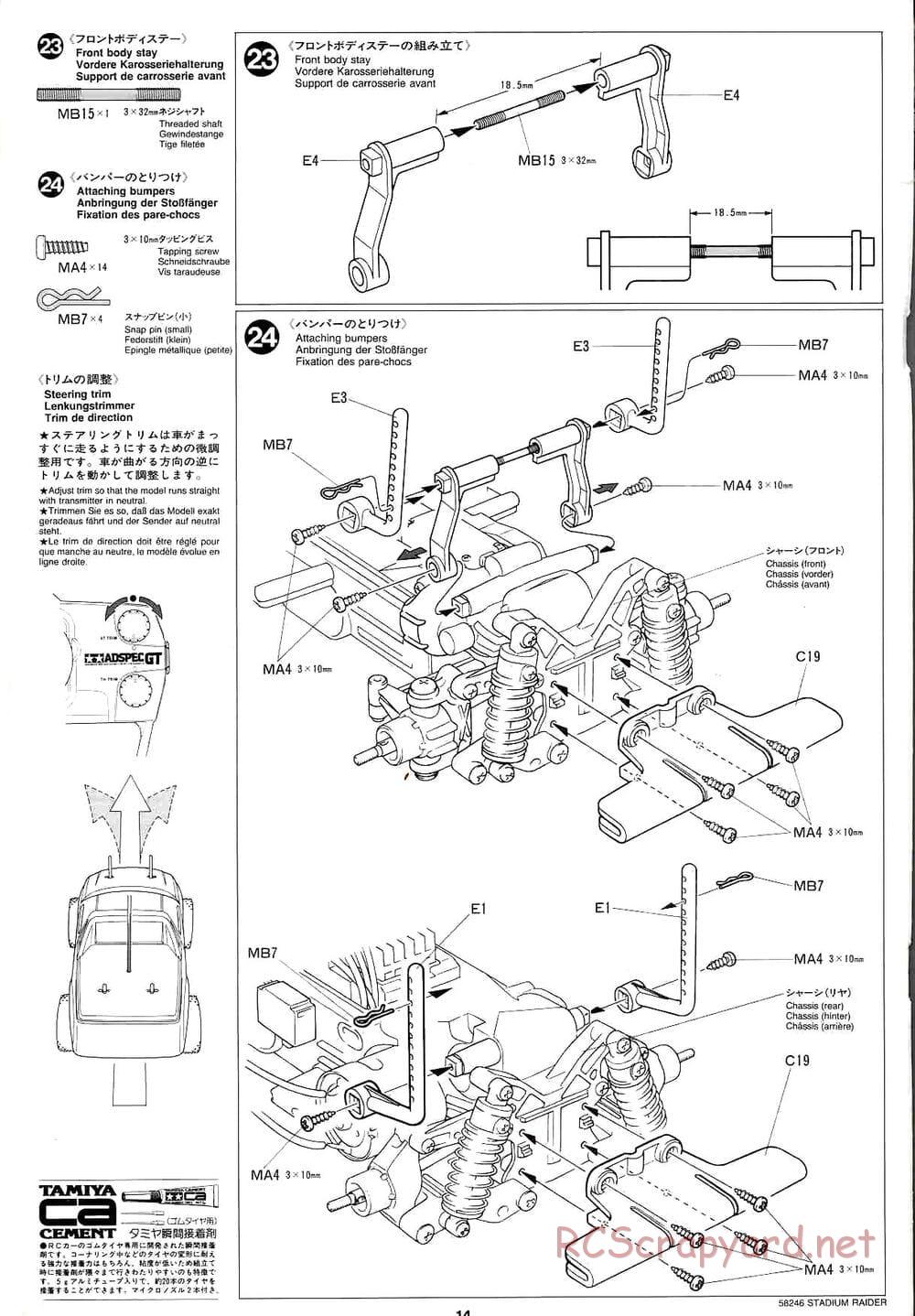 Tamiya - Stadium Raider - TL-01 Chassis - Manual - Page 14