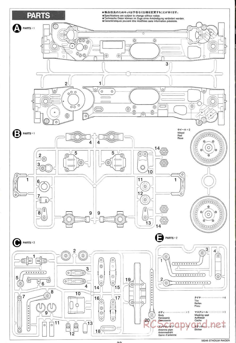 Tamiya - Stadium Raider - TL-01 Chassis - Manual - Page 22
