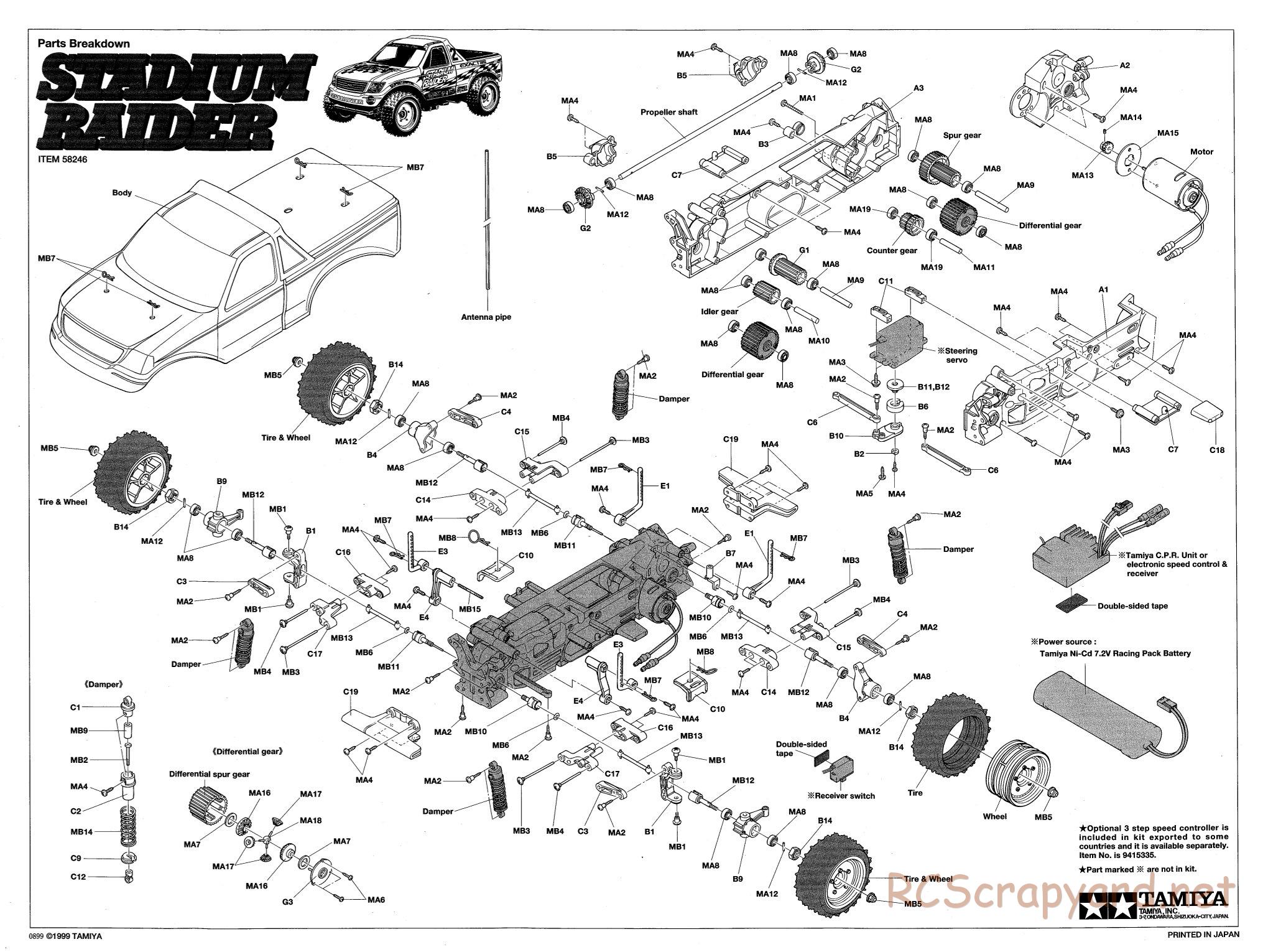 Tamiya - Stadium Raider - TL-01 Chassis - Exploded View - Page 1