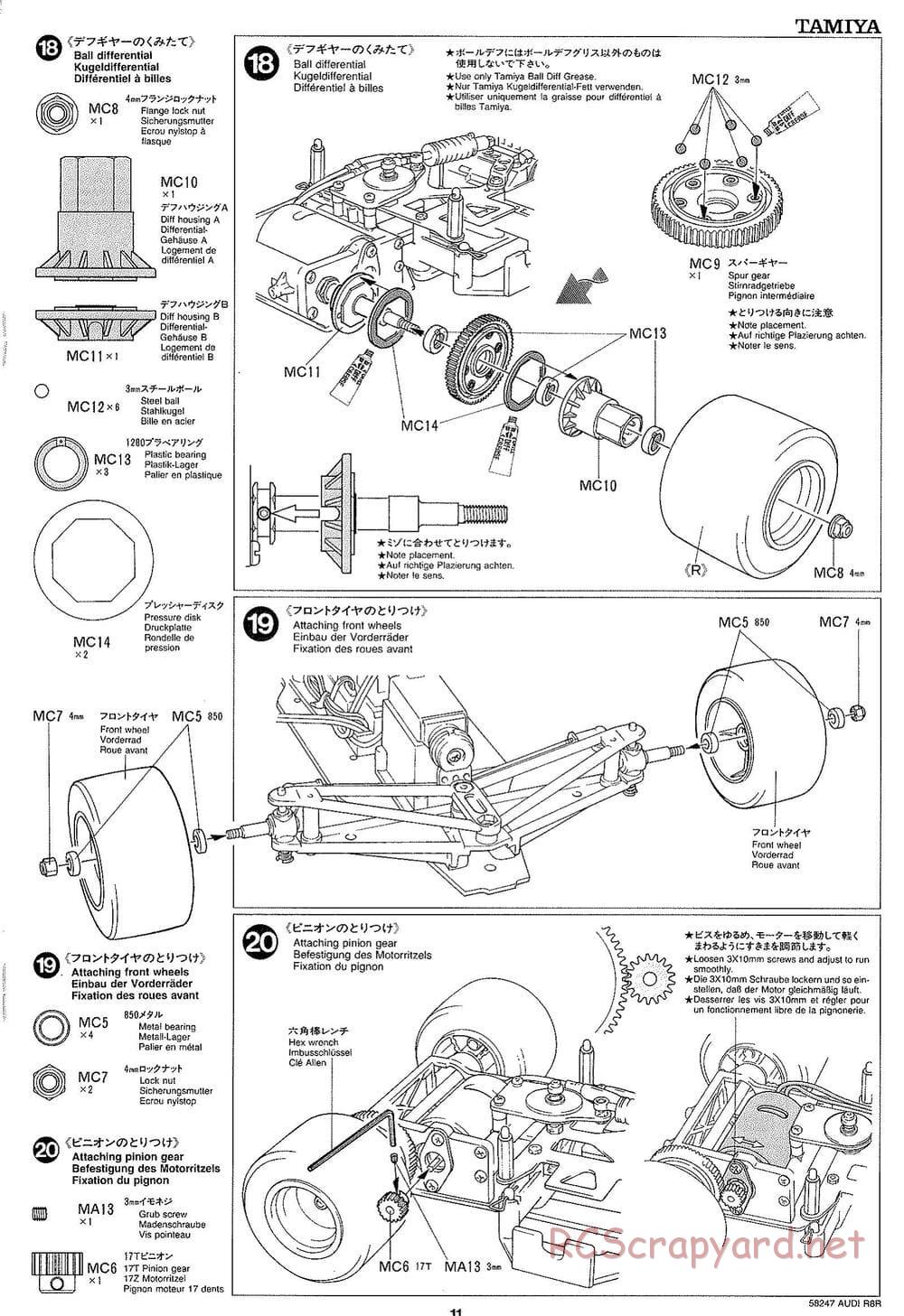 Tamiya - Audi R8R - F103LM Chassis - Manual - Page 11
