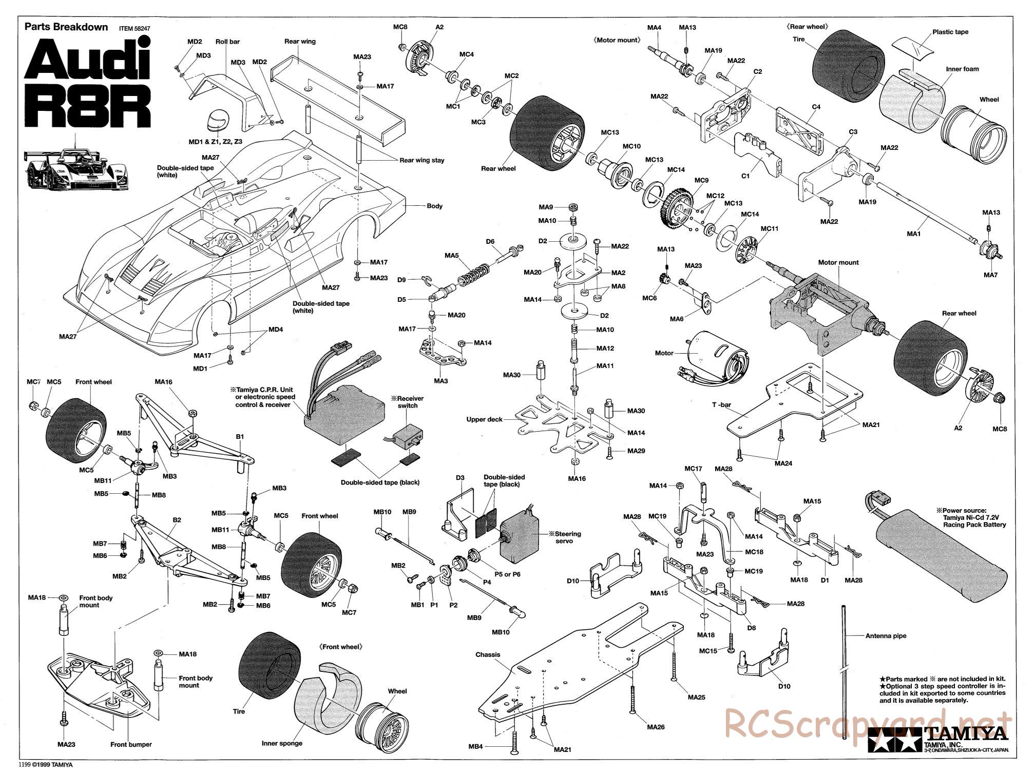 Tamiya - Audi R8R - F103LM Chassis - Exploded View - Page 1