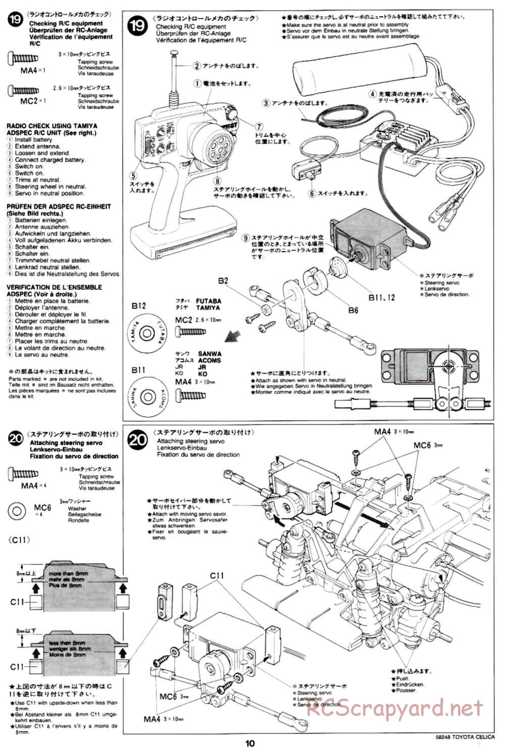 Tamiya - Toyota Celica - FF-02 Chassis - Manual - Page 10