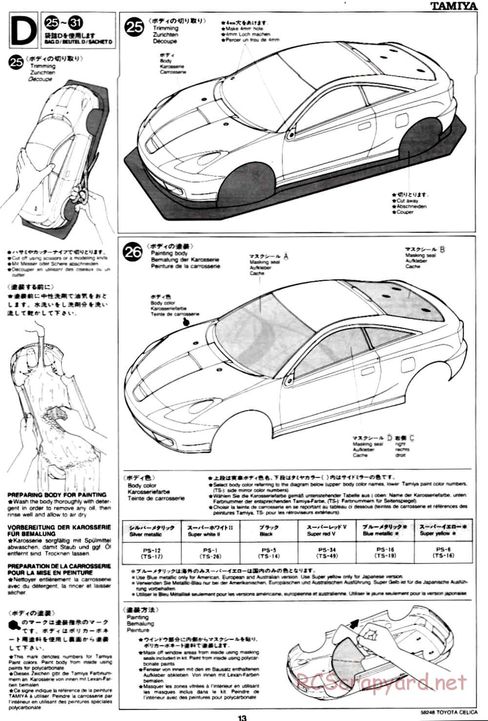 Tamiya - Toyota Celica - FF-02 Chassis - Manual - Page 13