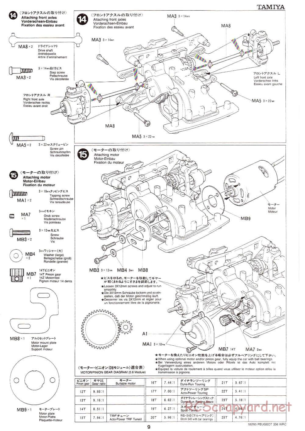 Tamiya - Peugeot 206 WRC - TA-03FS Chassis - Manual - Page 9