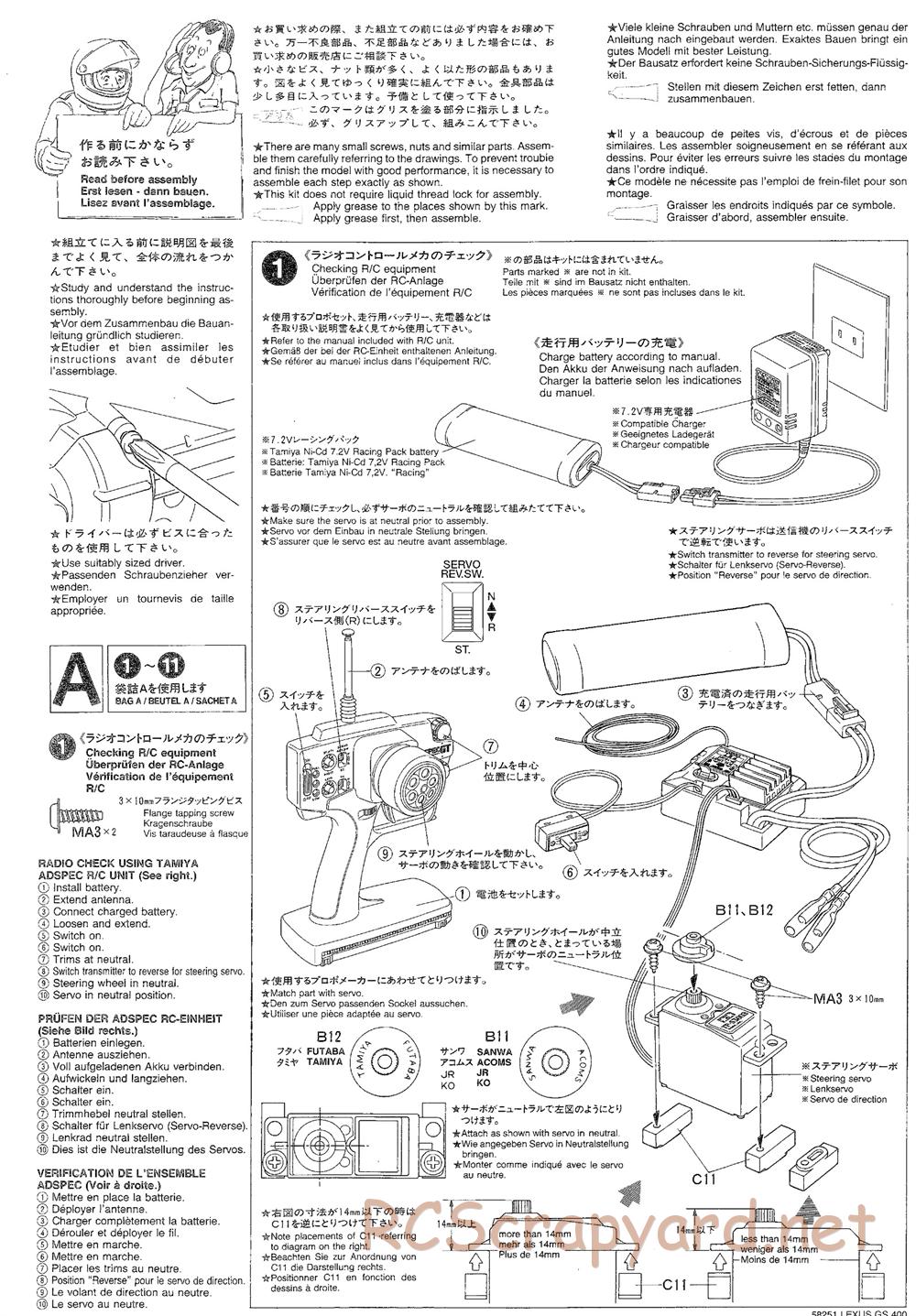 Tamiya - Lexus GS400 - TL-01 Chassis - Manual - Page 4