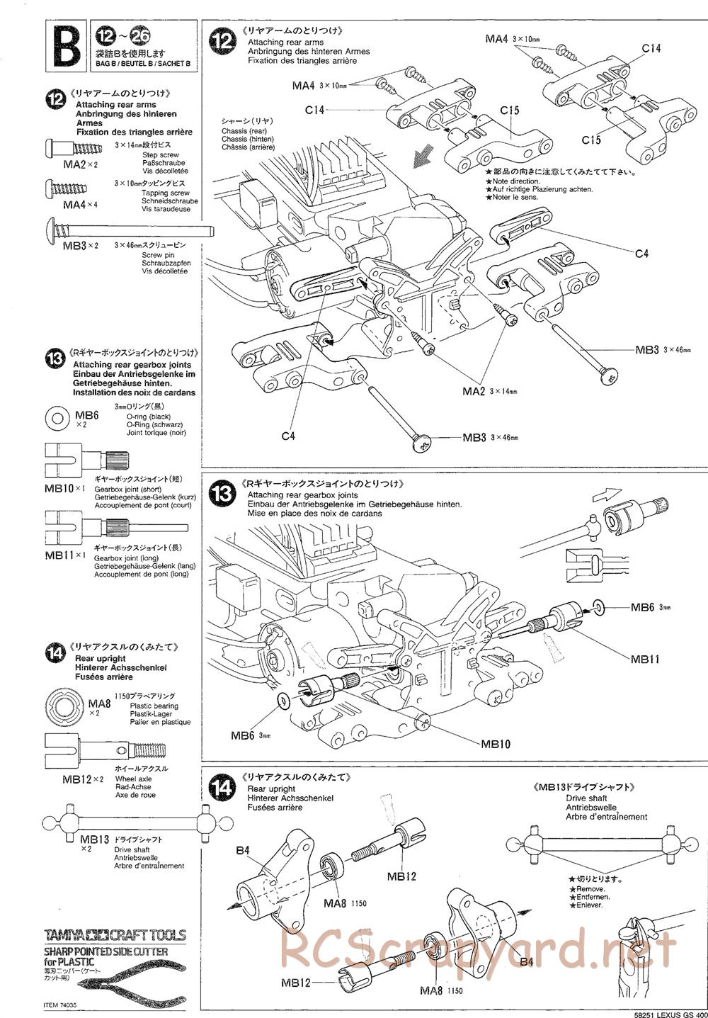 Tamiya - Lexus GS400 - TL-01 Chassis - Manual - Page 10