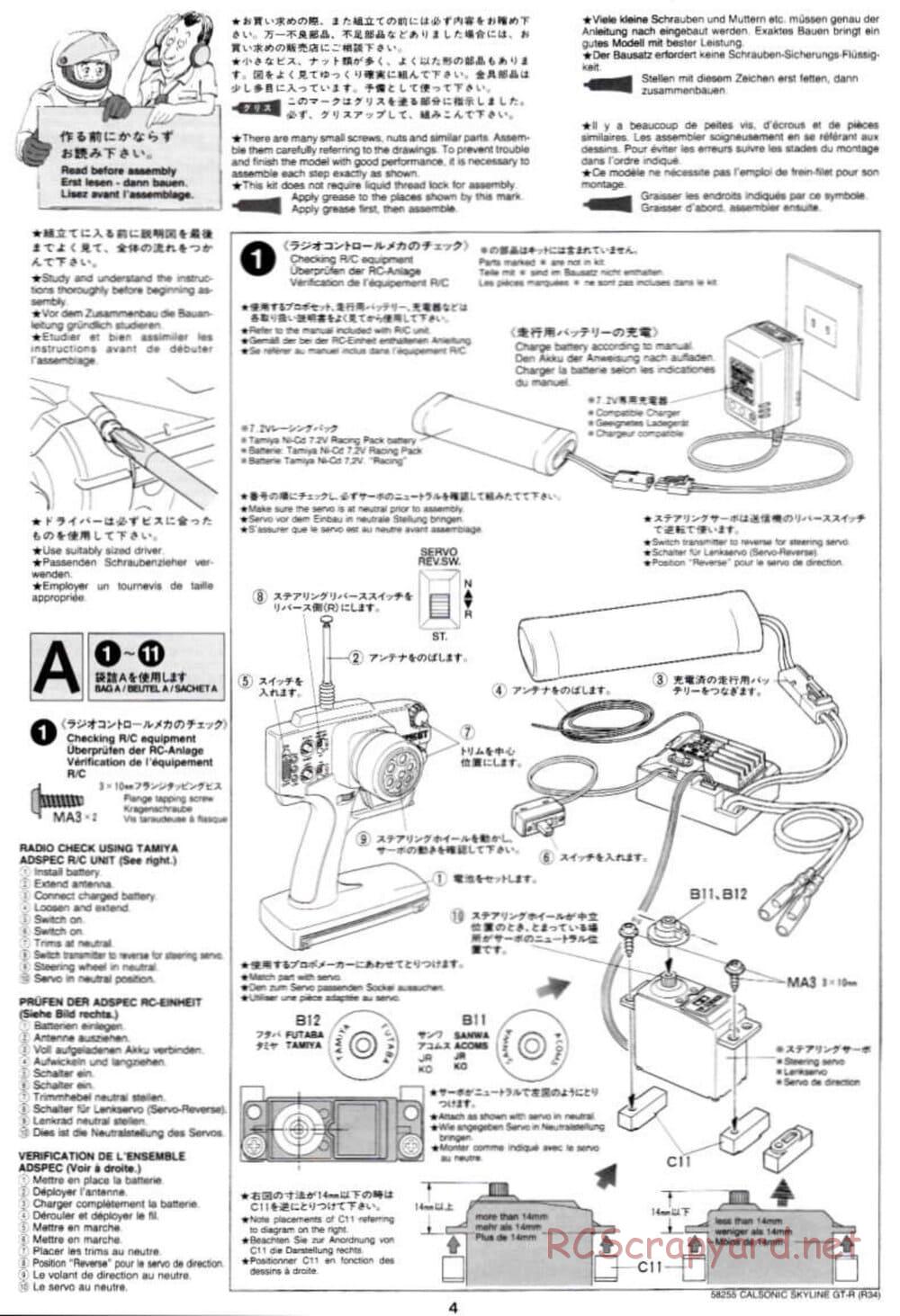 Tamiya - Calsonic Skyline GT-R (R34) - TL-01 Chassis - Manual - Page 4
