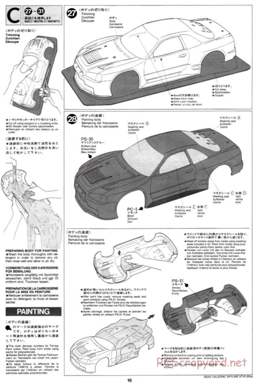 Tamiya - Calsonic Skyline GT-R (R34) - TL-01 Chassis - Manual - Page 16