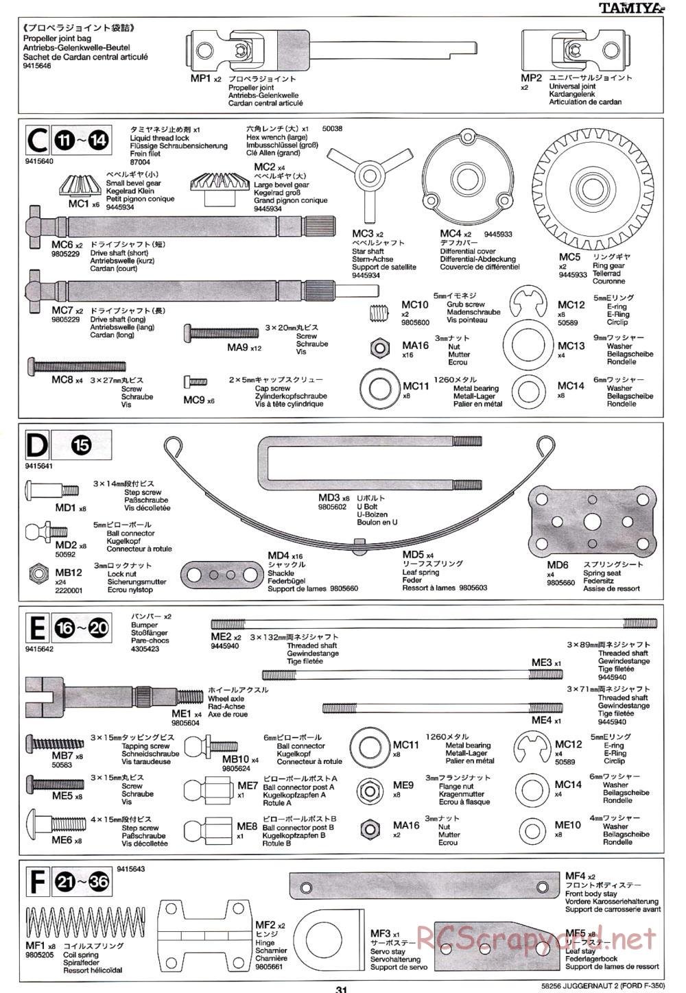 Tamiya - Juggernaut 2 Chassis - Manual - Page 31