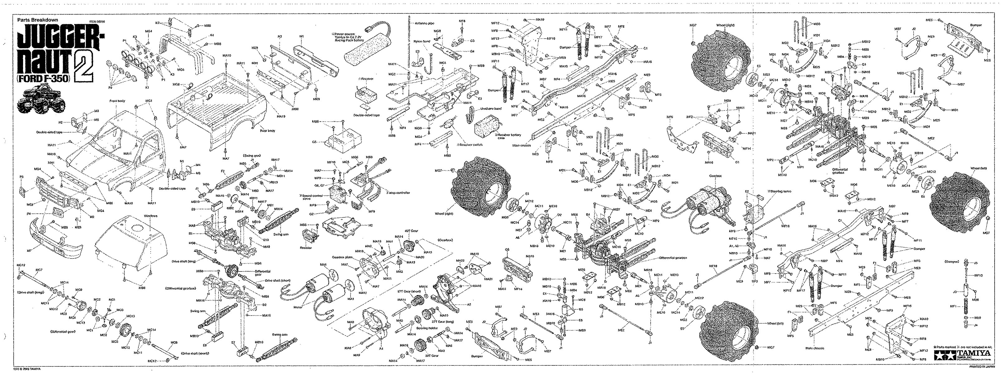 Tamiya - Juggernaut 2 Chassis - Exploded View - Page 1