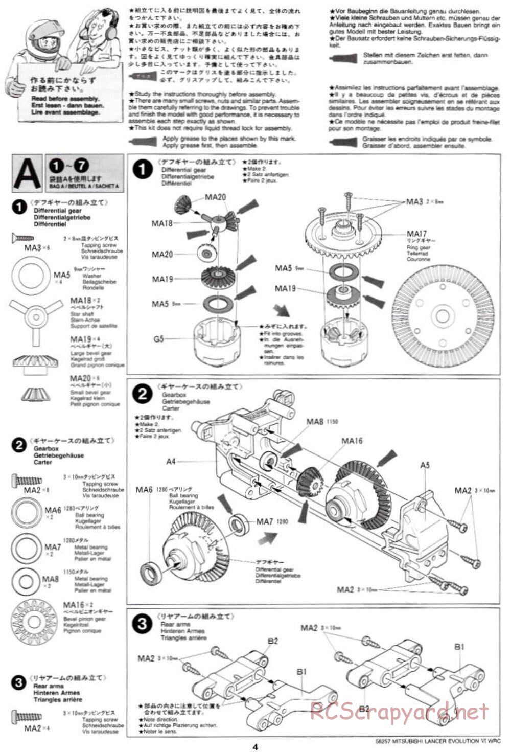 Tamiya - Mitsubishi Lancer Evolution VI WRC - TB-01 Chassis - Manual - Page 4