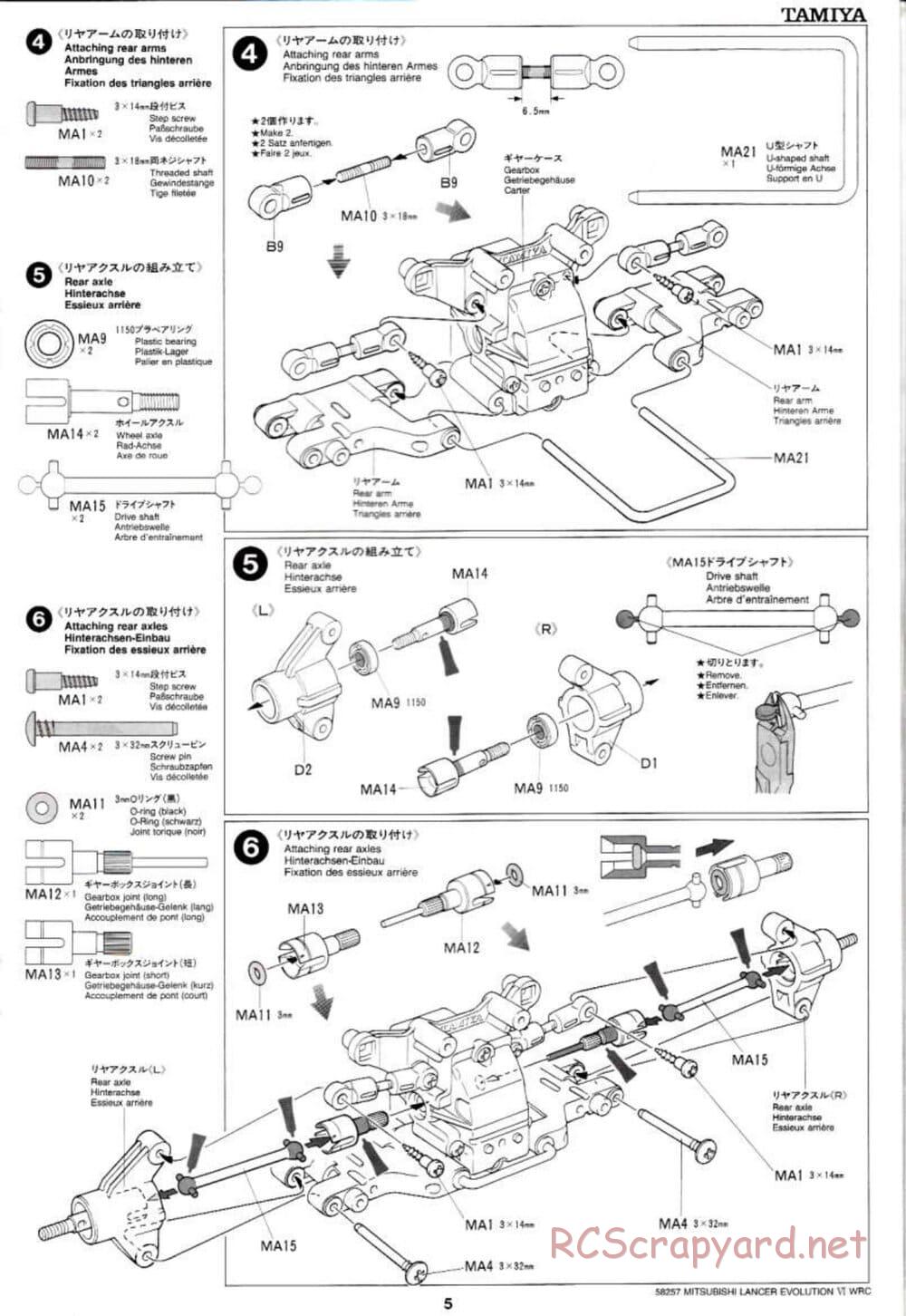 Tamiya - Mitsubishi Lancer Evolution VI WRC - TB-01 Chassis - Manual - Page 5