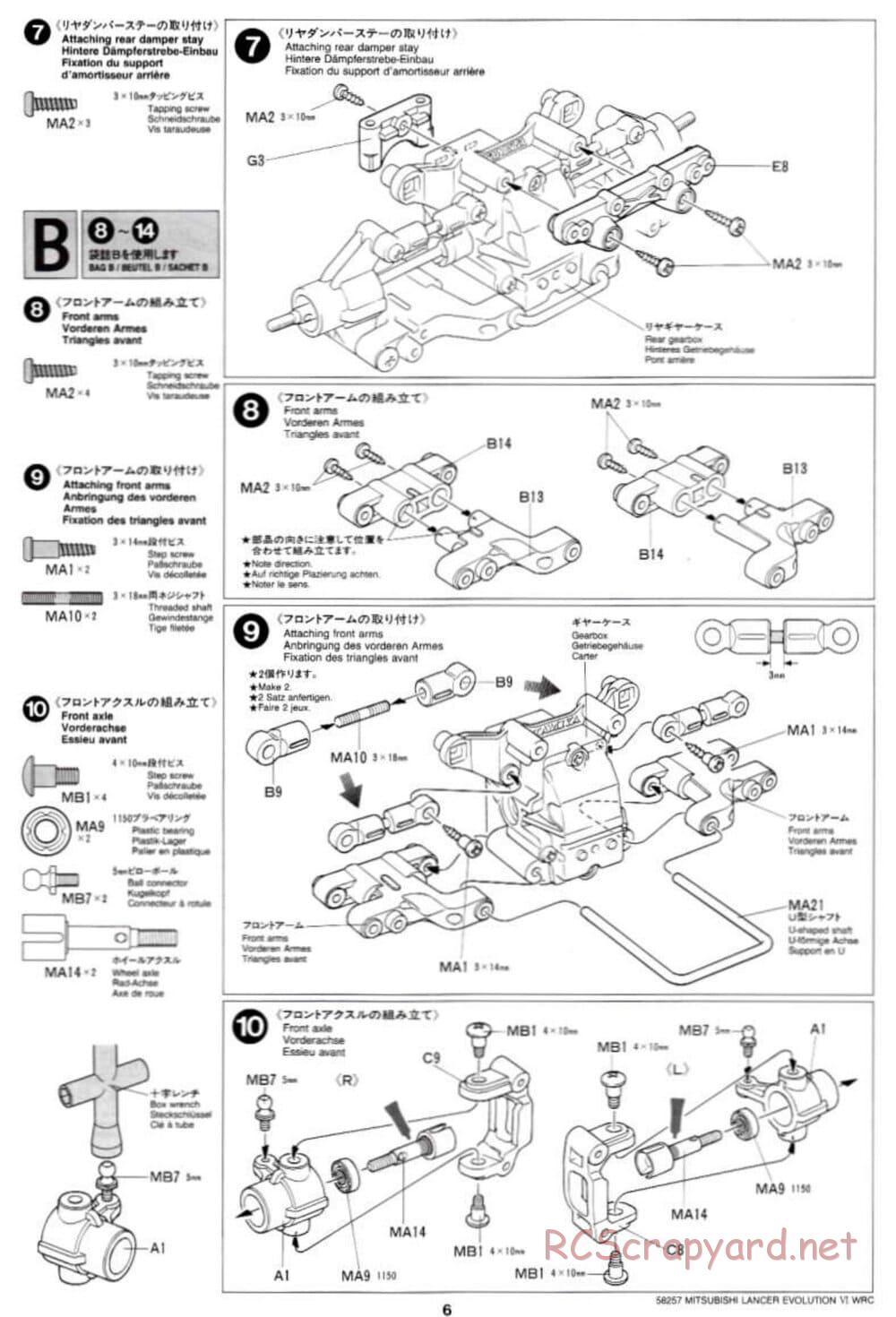 Tamiya - Mitsubishi Lancer Evolution VI WRC - TB-01 Chassis - Manual - Page 6