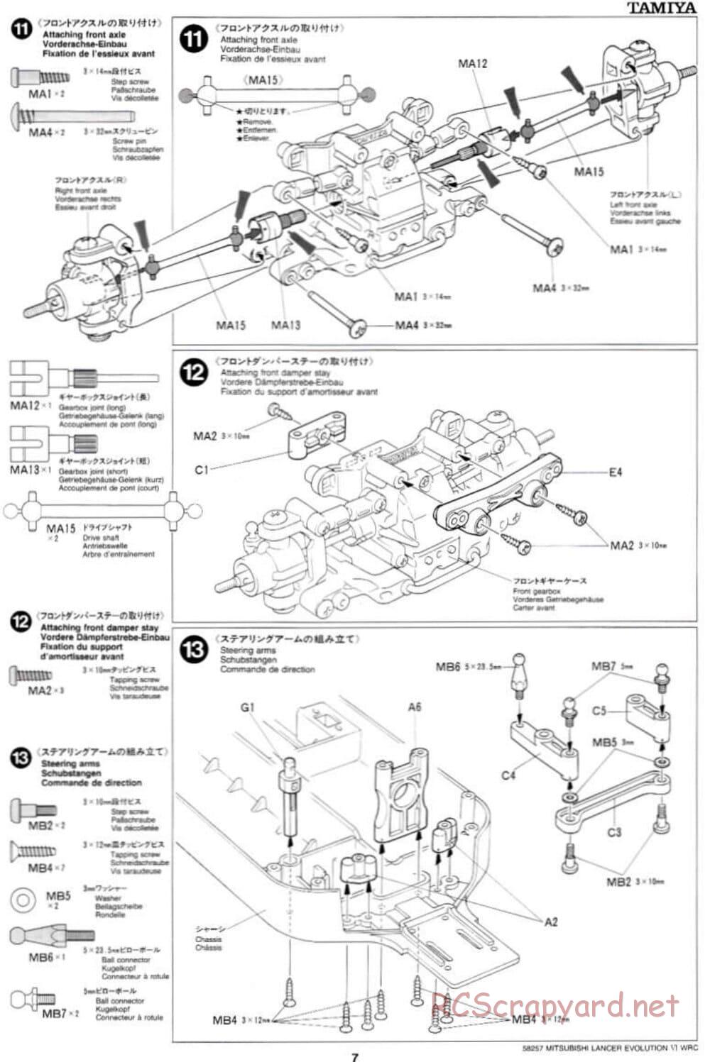 Tamiya - Mitsubishi Lancer Evolution VI WRC - TB-01 Chassis - Manual - Page 7