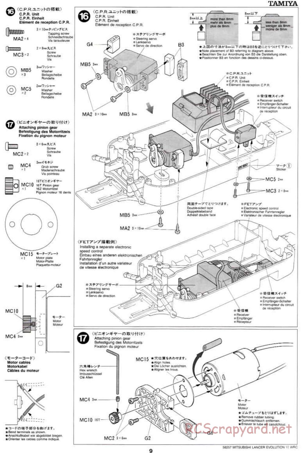 Tamiya - Mitsubishi Lancer Evolution VI WRC - TB-01 Chassis - Manual - Page 9