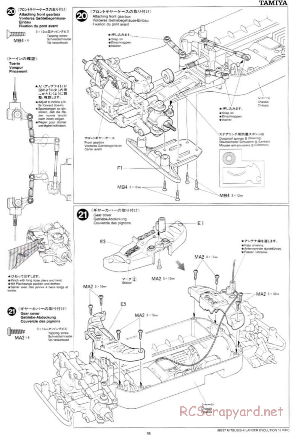 Tamiya - Mitsubishi Lancer Evolution VI WRC - TB-01 Chassis - Manual - Page 11