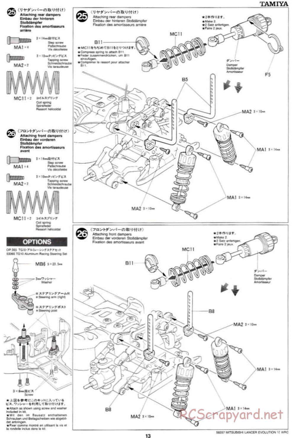 Tamiya - Mitsubishi Lancer Evolution VI WRC - TB-01 Chassis - Manual - Page 13