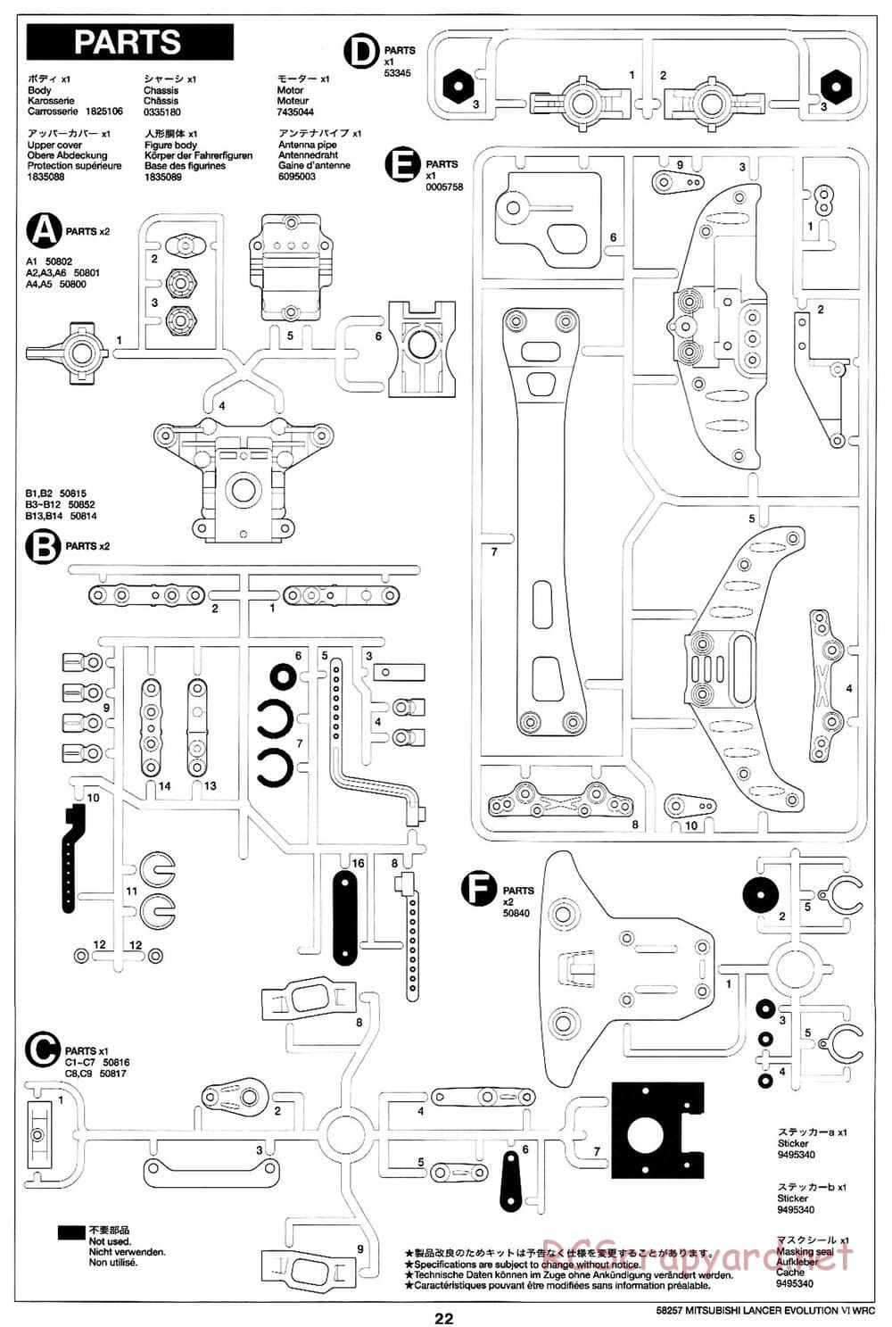 Tamiya - Mitsubishi Lancer Evolution VI WRC - TB-01 Chassis - Manual - Page 22