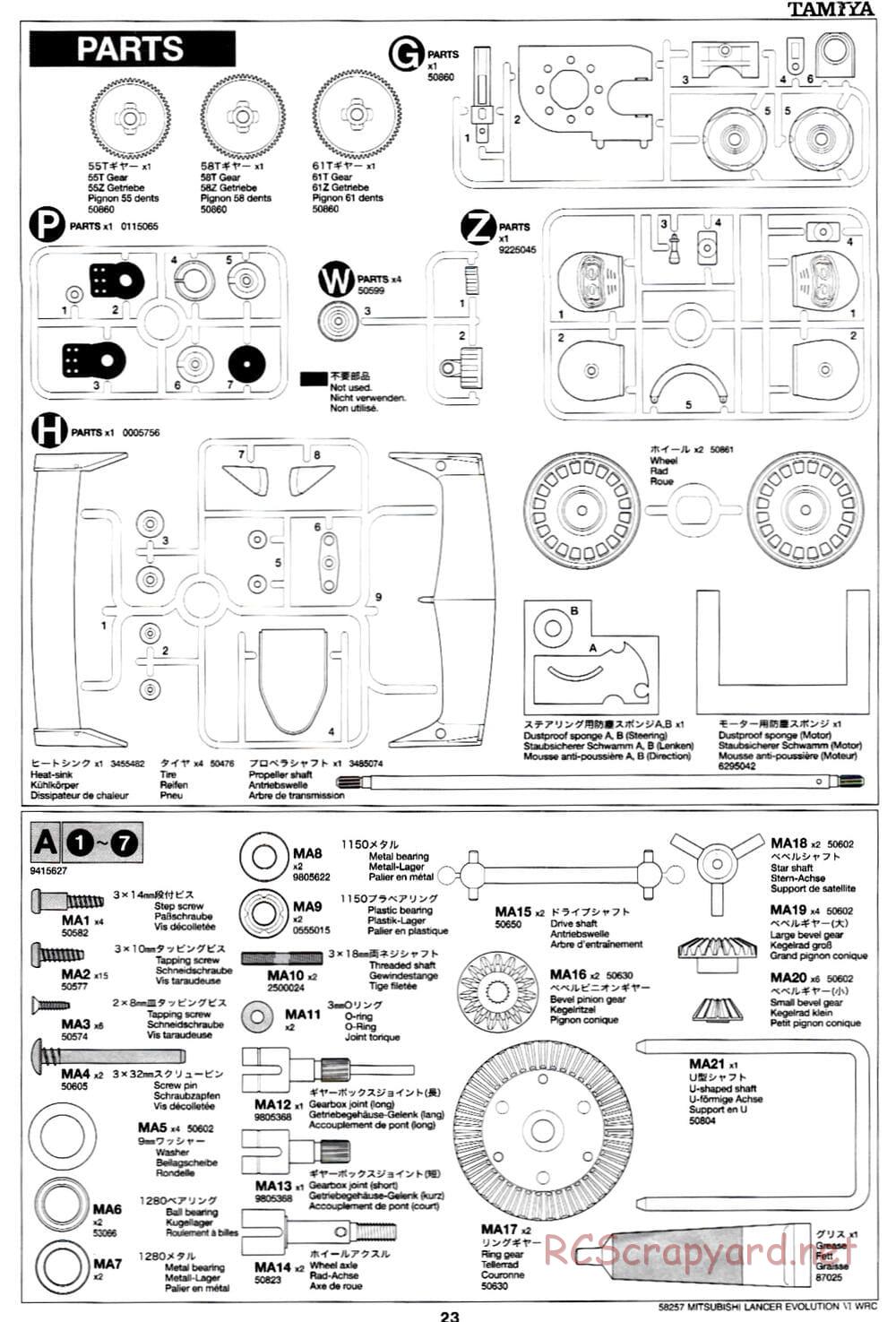 Tamiya - Mitsubishi Lancer Evolution VI WRC - TB-01 Chassis - Manual - Page 23