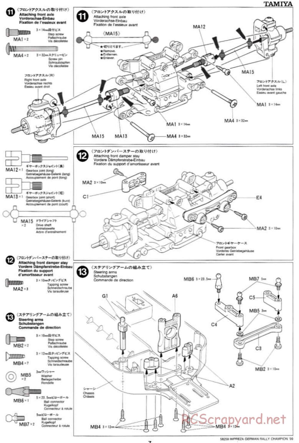 Tamiya - Subaru Impreza German Rally Champion 99 - TB-01 Chassis - Manual - Page 7