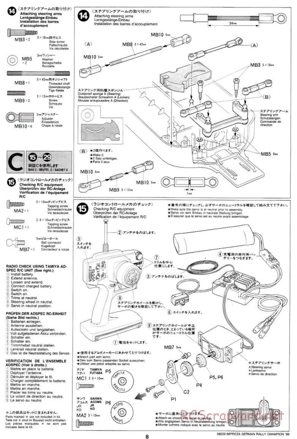 Tamiya - Subaru Impreza German Rally Champion 99 - TB-01 Chassis - Manual - Page 8