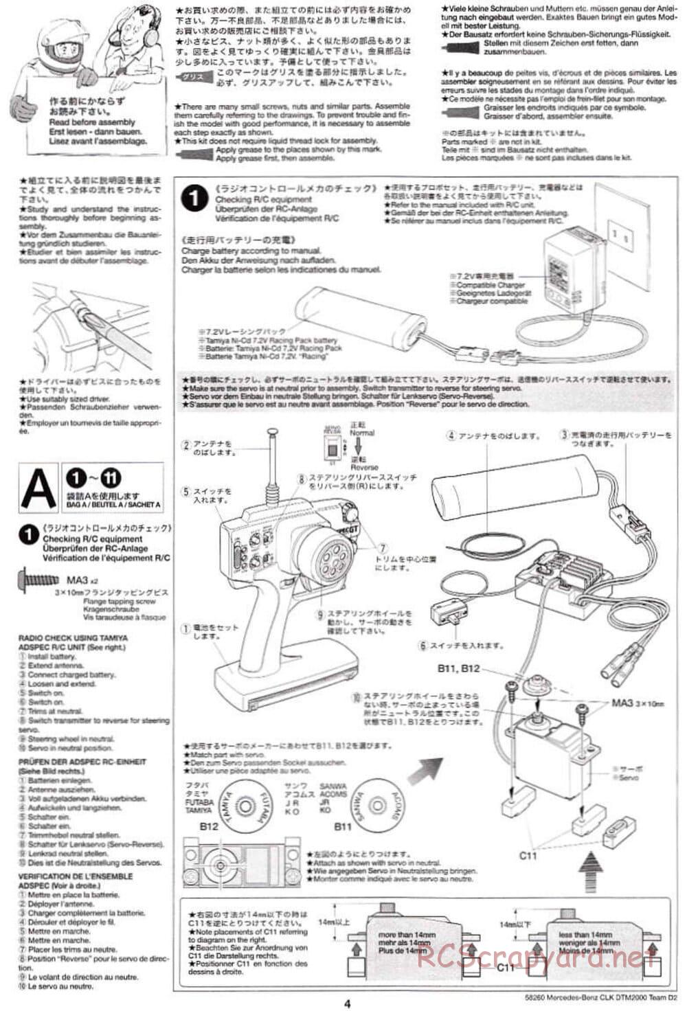 Tamiya - Mercedes Benz CLK DTM 2000 Team D2 - TL-01 Chassis - Manual - Page 4