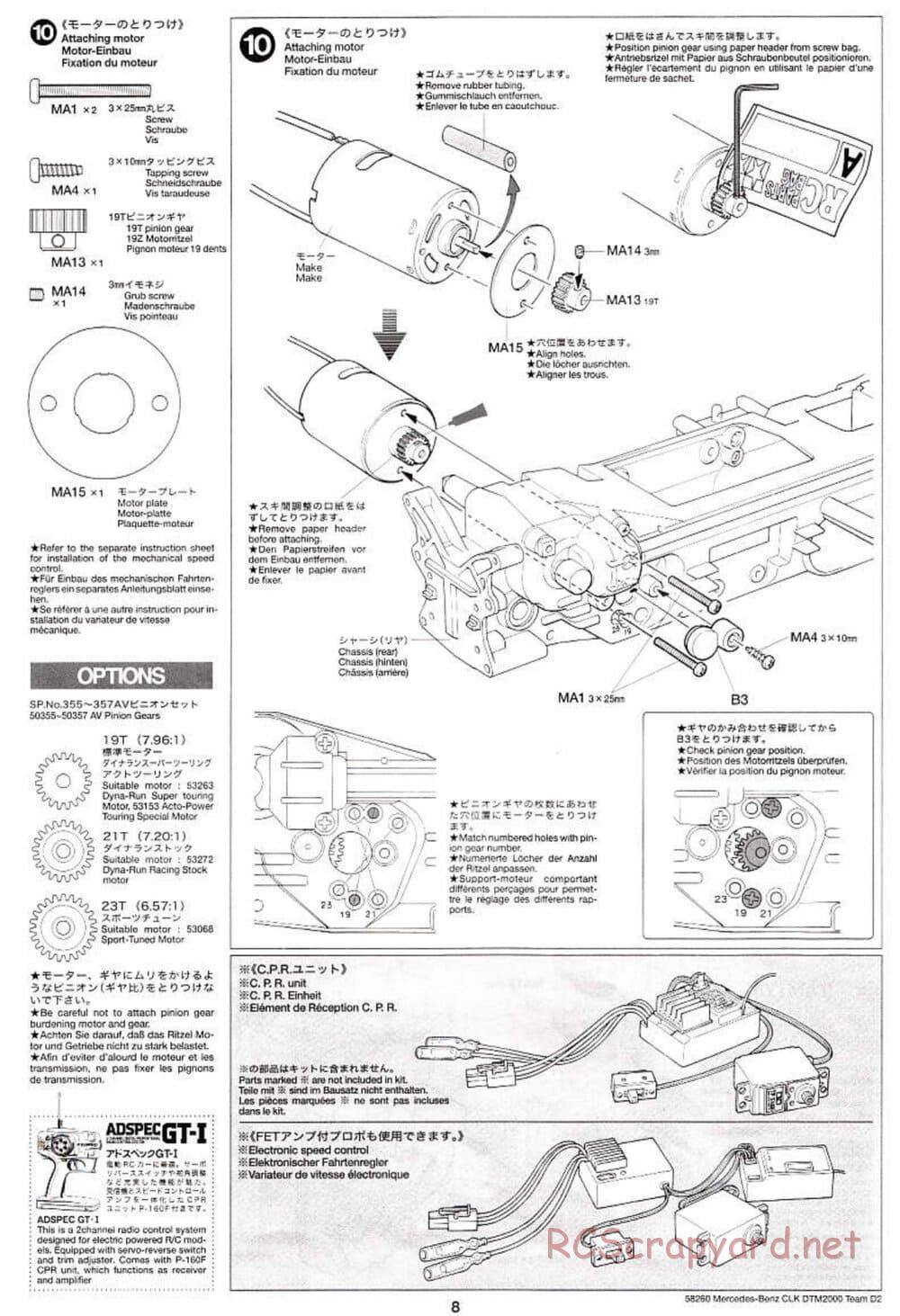 Tamiya - Mercedes Benz CLK DTM 2000 Team D2 - TL-01 Chassis - Manual - Page 8