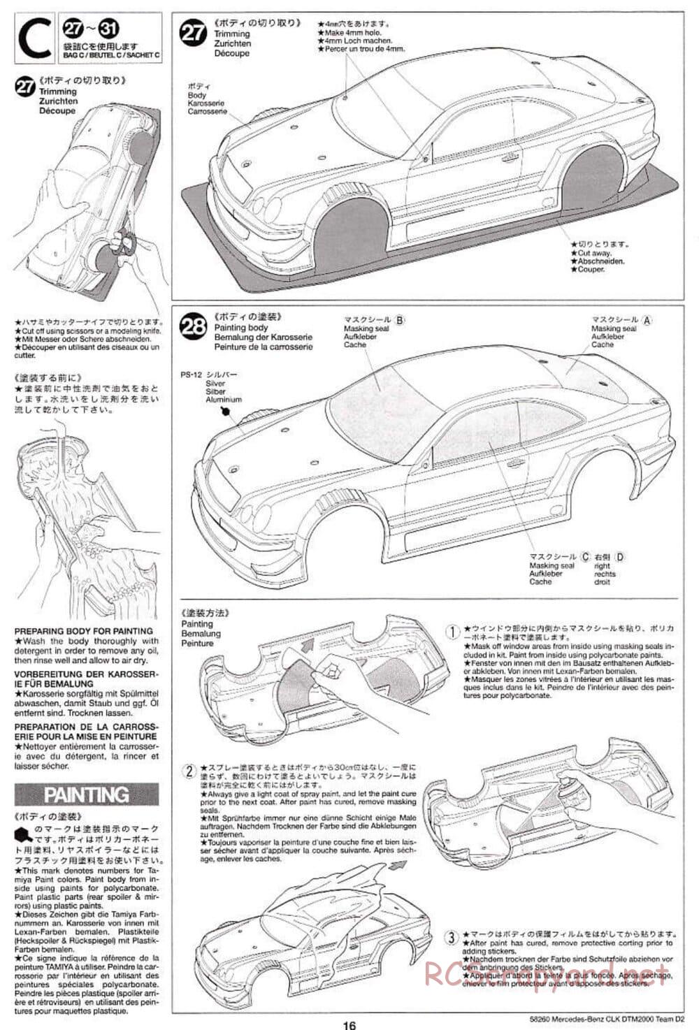 Tamiya - Mercedes Benz CLK DTM 2000 Team D2 - TL-01 Chassis - Manual - Page 16