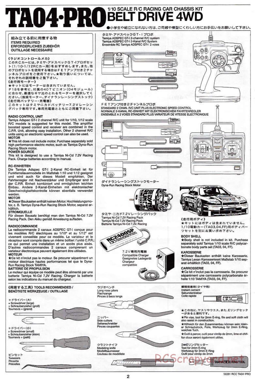 Tamiya - TA-04 Pro Chassis - Manual - Page 2