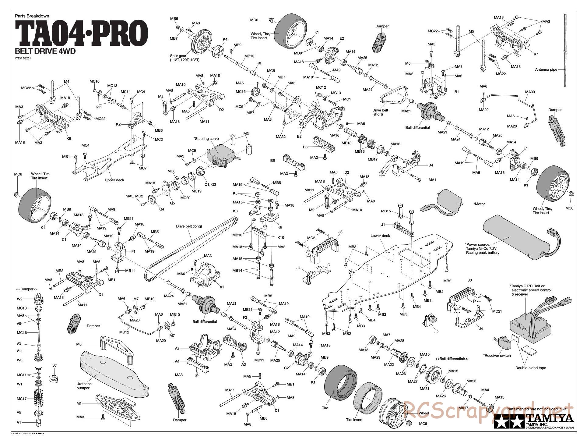 Tamiya - TA-04 Pro Chassis - Exploded View - Page 1