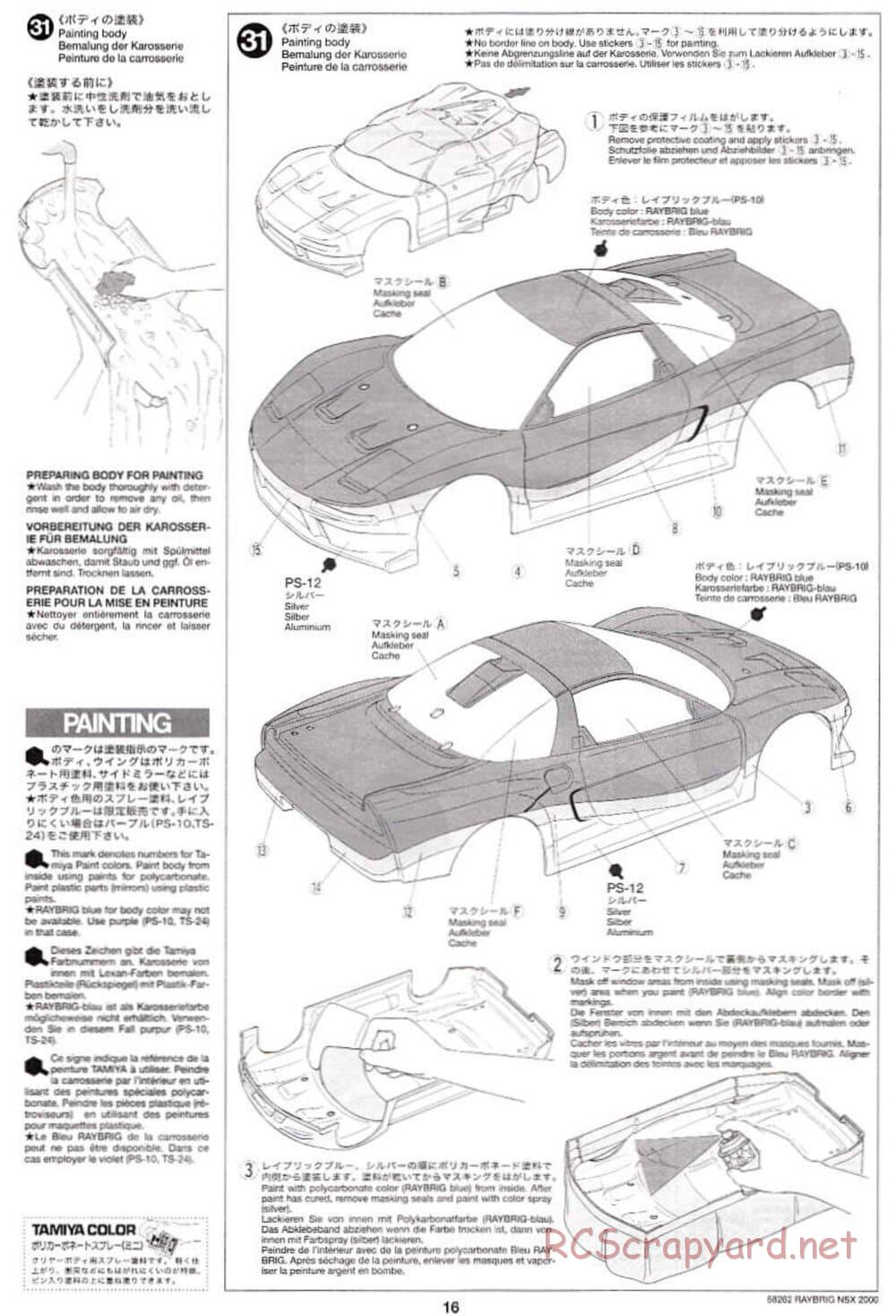 Tamiya - Raybrig NSX 2000 - TB-01 Chassis - Manual - Page 16
