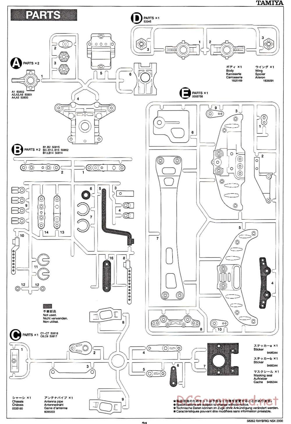 Tamiya - Raybrig NSX 2000 - TB-01 Chassis - Manual - Page 21
