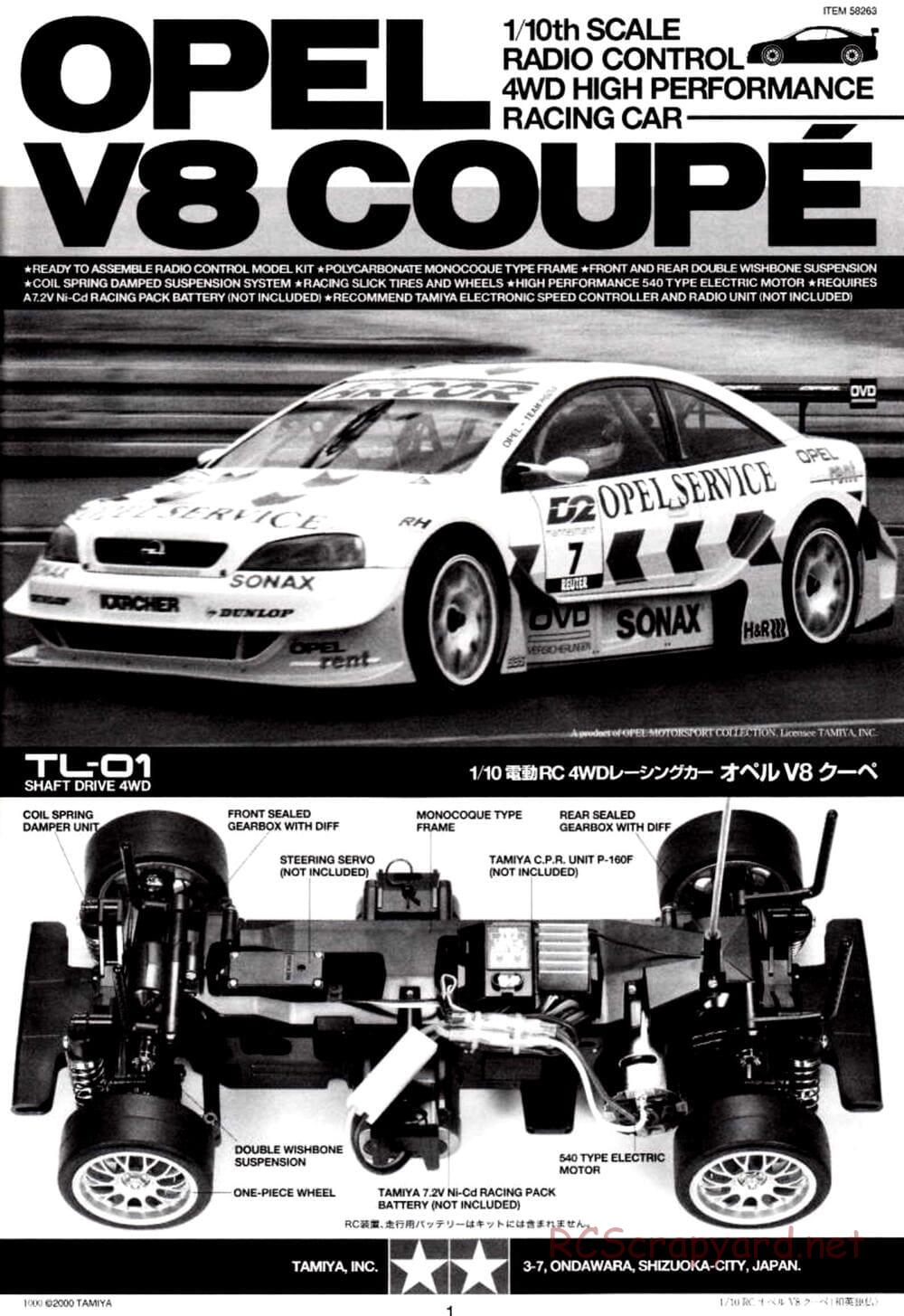 Tamiya - Opel V8 Coupe - TL-01 Chassis - Manual - Page 1